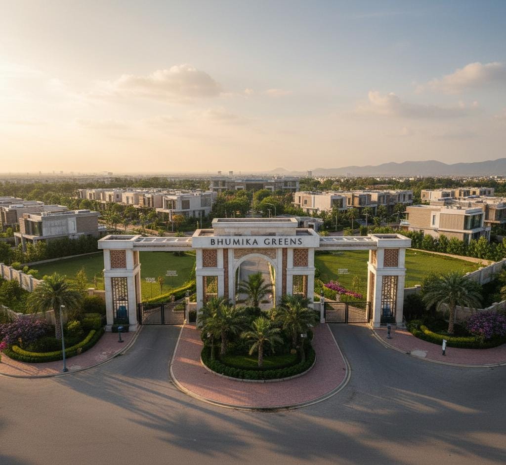 Bhumika Group residential plots offering well-planned plotted development with modern infrastructure, green surroundings, and excellent connectivity.